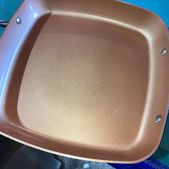 Lg. Copper Chef Casserole Pan 11" With Lid Vent Hole And Two Handles. Copper Pan - Picture 5 of 9